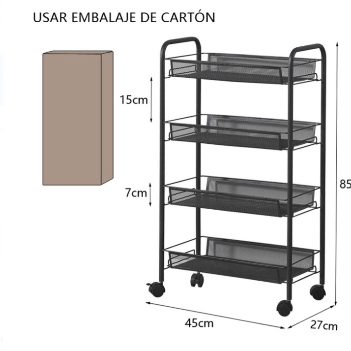 Estantería de Metal Multifuncional con Ruedas – Diseño Moderno y Compacto