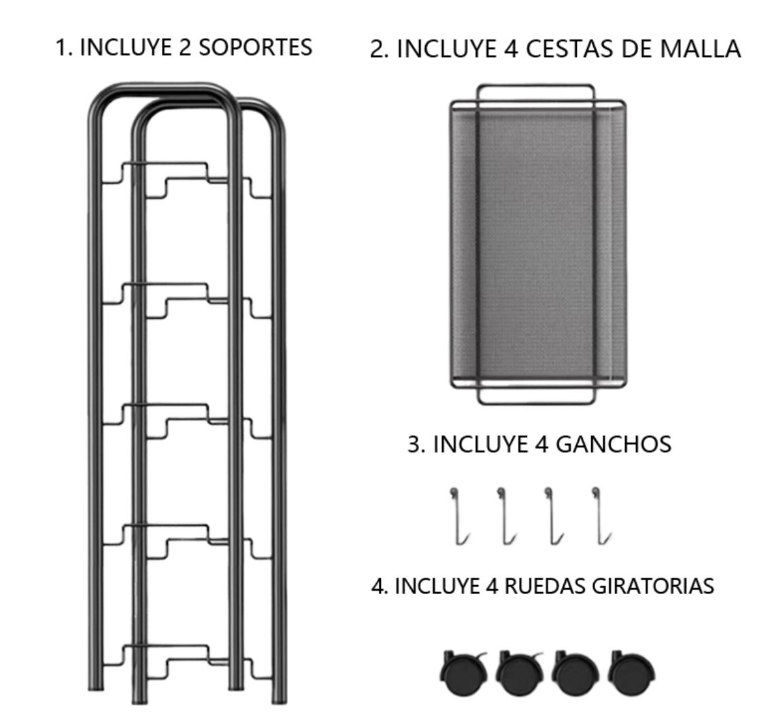 Estantería de Metal Multifuncional con Ruedas – Diseño Moderno y Compacto