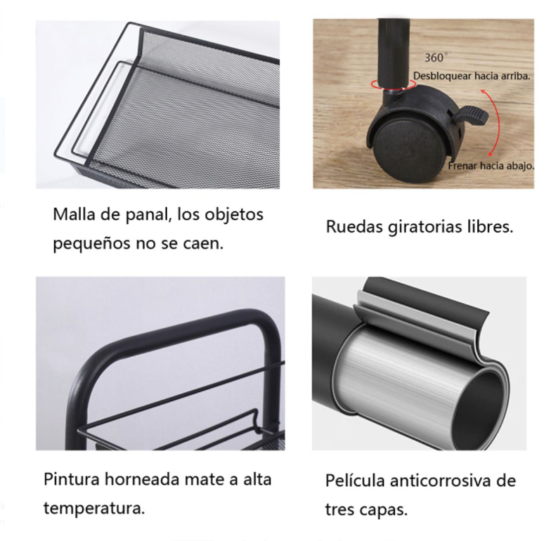 Estantería de Metal Multifuncional con Ruedas – Diseño Moderno y Compacto